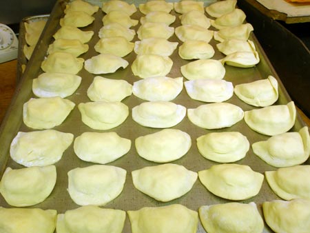 Pan of Pirohis cooking