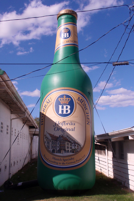 Big inflatable beer at Oktoberfest in Cleveland