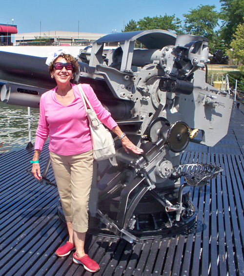 Sheila Rosenberg on the deck of the USS Cod