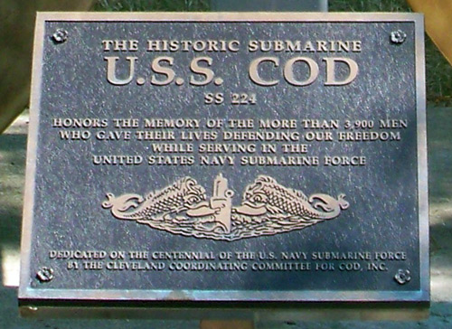 USS Cod plaque
