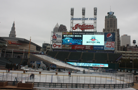 Frozen Diamond hockey rink at Cleveland Indians Snow Days