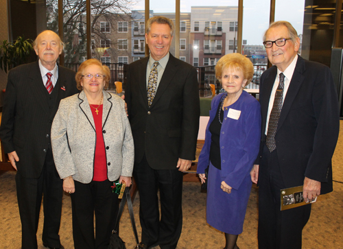 Cleveland International Hall of Fame members at the event - August Pust, Mary Rose Oakar, Rocky perk (for his father Ralph), Irene Morrow and Vlad Rus