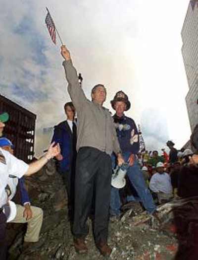 President George W. Bush at Ground Zero after World Trade Center attack
