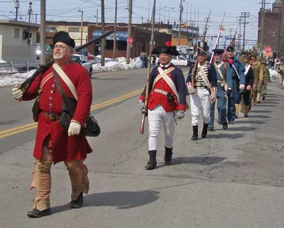 Historic US military uniforms in the Saint Patricks day Parade in Cleveland