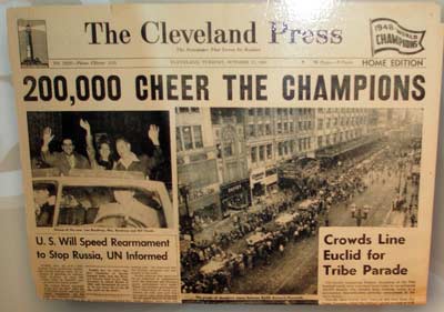 1948 Cleveland Indians World Series championship headline