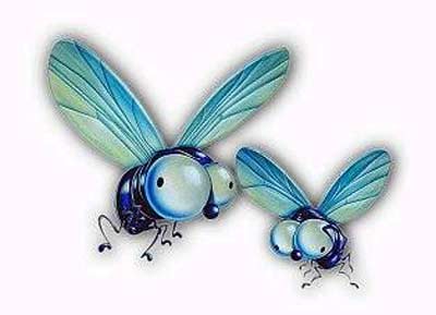 2 funny looking house flies