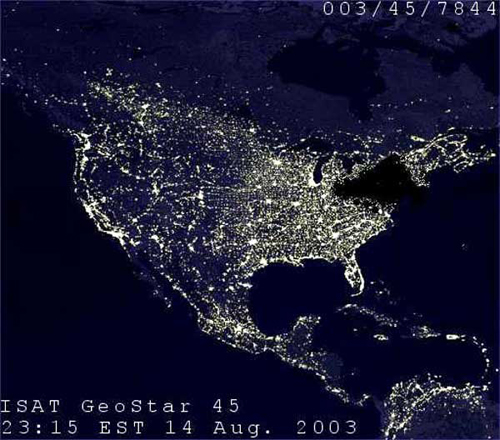 Blackout Map of the US at night