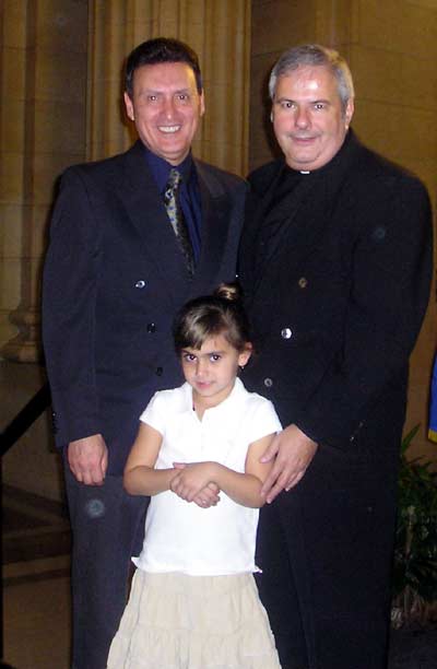 Basil Russo with Fr. Martin Polito, from Holy Redeemer Church (Collinwood) and Basil's granddaughter