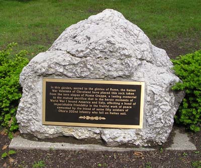 Italian Veterans Rock Memorial in Italian Cultural Garden in Cleveland