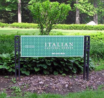 Cleveland Italian Cultural Garden sign