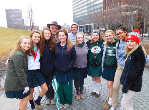 Students from Lake Erie Catholic brave the Cleveland chilly weather to advocate for the unborn children and all vulnerable human beings