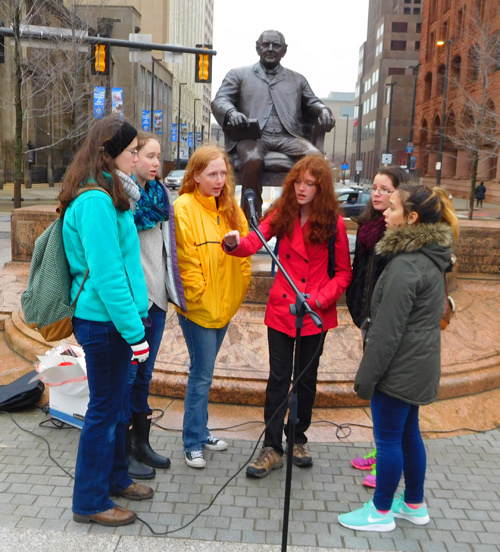 Choir from Christian Academy sings Star Spangled banner to begin pro-life program,