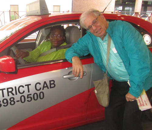 Joe Meissner with cab driver