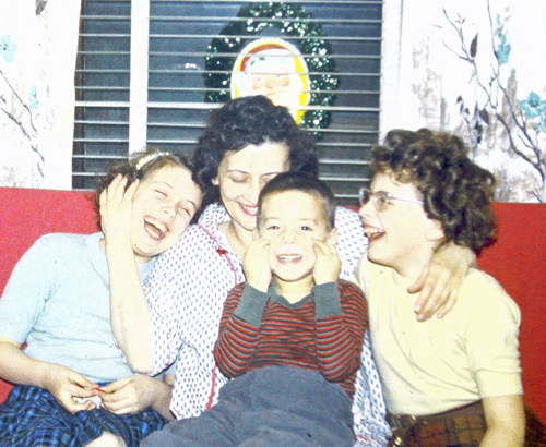 Pat Hanson with her kids on Christmas