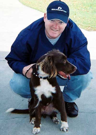 Brittany dog Abbey with Brian Blythe