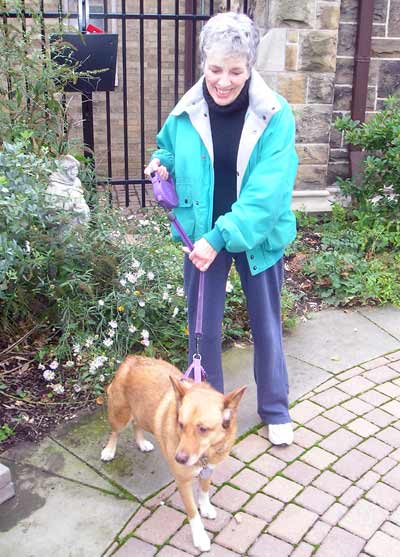 Rescue dog Cleo with owner Nancy