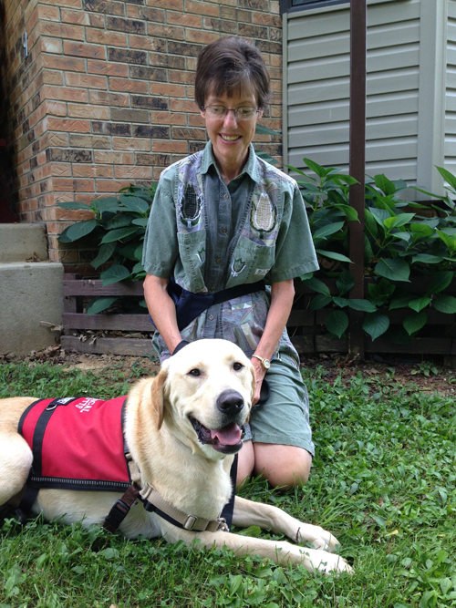 Jake the Diabetes Alert Yellow Labrador Retriever with Owner Sandy.