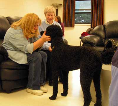 Linda Lindeman-DeCarlo  with Nicholas the poodle