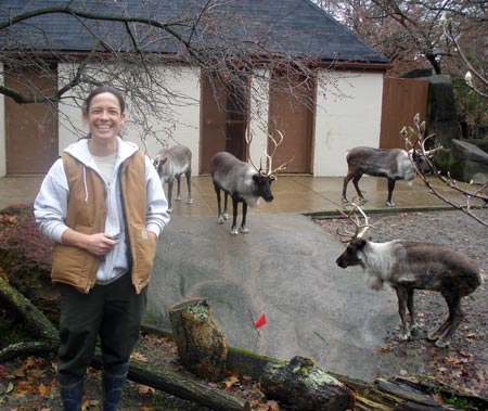 Cleveland Metroparks Zoo Aimee Brown with reindeer