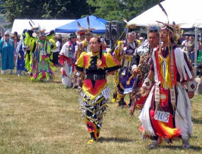 Native American Indians in regalia at Cleveland Powwow - Grand Entry