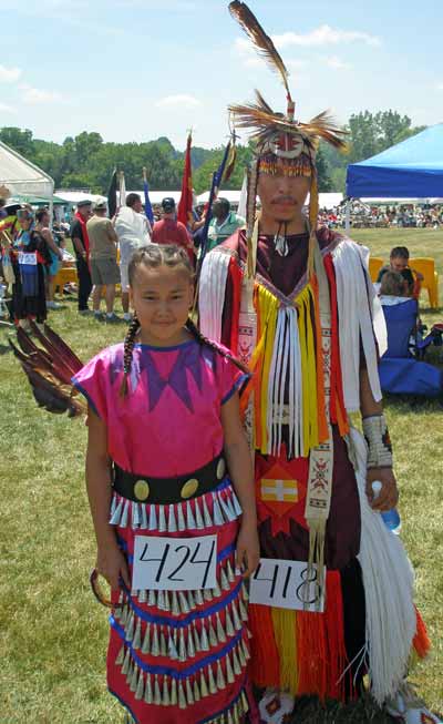 Native American Indians in full regalia  at the Cleveland Powwow