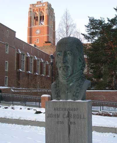 Archbishop John Carroll statue at JCU