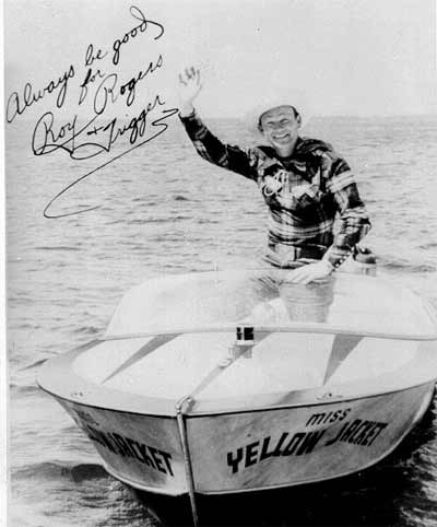 Roy Rogers on his 1959 Yellow Jacket Boat