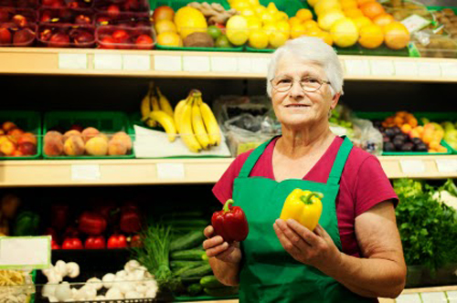 older woman working