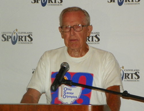 George Riser speaking at the National Senior Game event