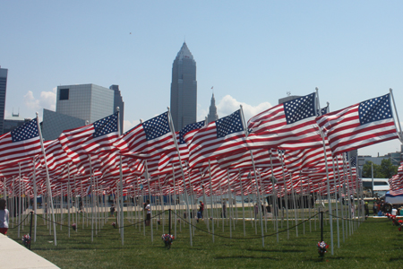 Over 400 US flags at Marine Week in Cleveland Ohio