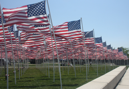 Over 400 US flags at Marine Week in Cleveland Ohio