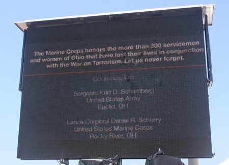 Scrolling scoreboard of Ohio military killed in action