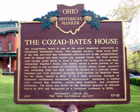 Cozad-Bates House Historical marker