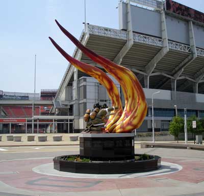 Cleveland Fire Fighters Memorial in front of Cleveland Browns Stadium