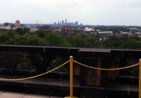 Cleveland skyline from roof of the President James A. Garfield Monument