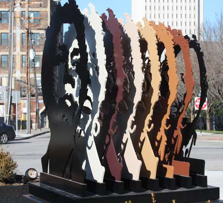 Stephanie Tubbs Jones sculpturet at RTA station in Cleveland