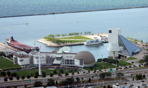 Great Lakes Science Center and Rock and Roll Hall of Fame - Photo by Dan Hanson from Cleveland's Terminal Tower Observation Deck