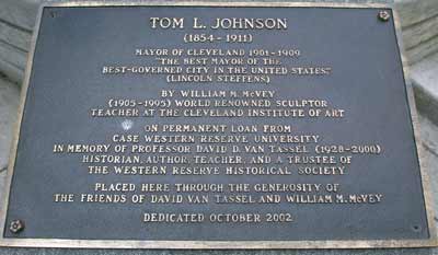 Tom L Johnson statue inscription