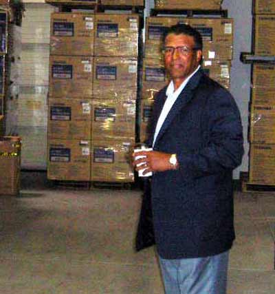 Andre Thornton in his company warehouse
