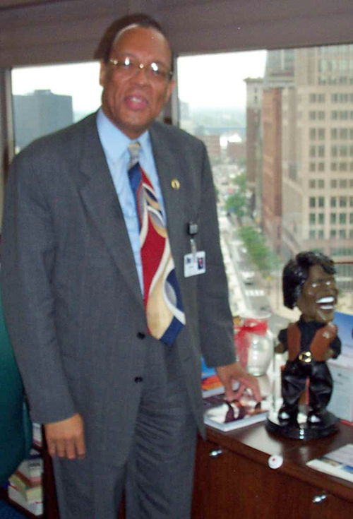 Andrew Venable and James Brown doll