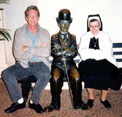 Sister Assumpta With Chris and Charlie Chaplin at the Hollywood Hotel in 1995