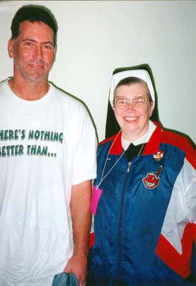 Sister Assumpta with Cleveland Indian's Tom Candiotti