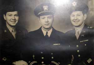 Bill Boehm and brothers George and Howard in the service in WWII