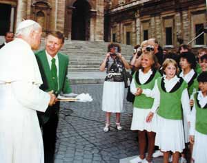 Pope John Paul II with Bill Boehm and the Singing Angels in Rome