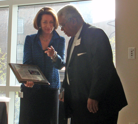 Plain Dealer Editor Susan Goldberg with hero Dan Davenport