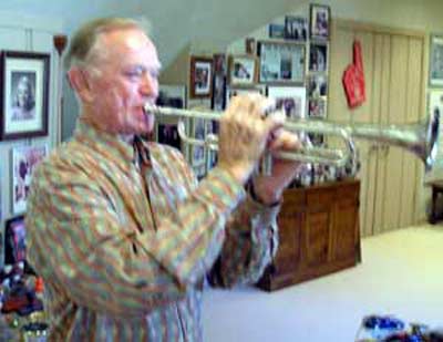 Del Spitzer playing his trumpet