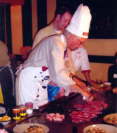 Fred Griffith cooking at a Benihana for a charity event
