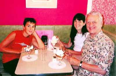 Fred Griffith with daughter Gwen and grandson Forrest on the last day of Draeger's before the Shaker Heights ice cream store closed