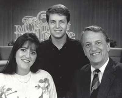 Fred Griffith with daughter Gwen and son Wally on the Morning Exchange set