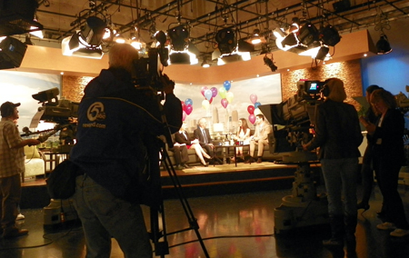 View from behind the cameras